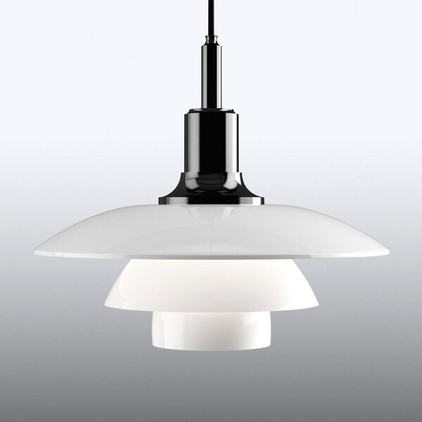 Lampa Wisząca Louis Poulsen, PH 3/2, ściemnialny, biały, salon, szkło, design