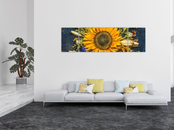 Obraz - Jesienne kwiaty (170x50 cm)
