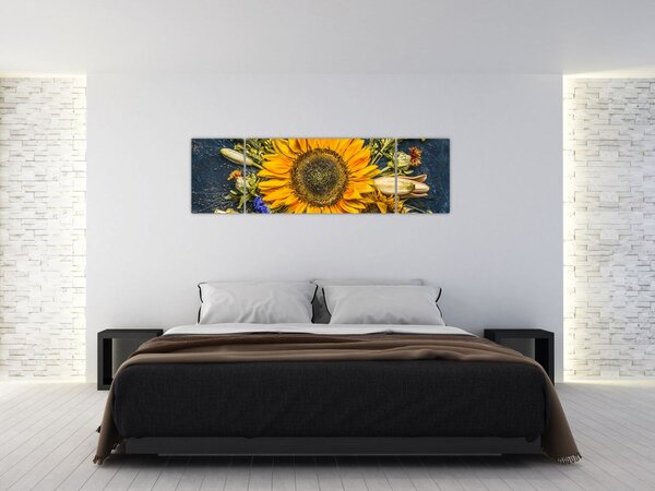 Obraz - Jesienne kwiaty (170x50 cm)