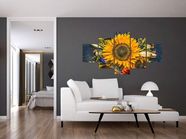 Obraz - Jesienne kwiaty (125x70 cm)