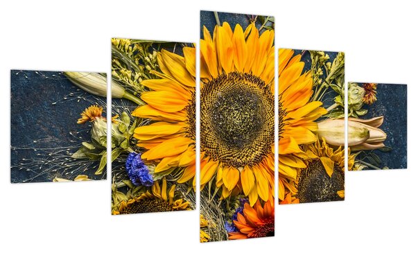 Obraz - Jesienne kwiaty (125x70 cm)