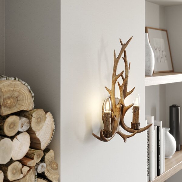 Lampa Ścienna Lindby, Fibi, ściemnialny, brąz rdzawy, salon, tworzywo sztuczne, dworkowy | rustykalny