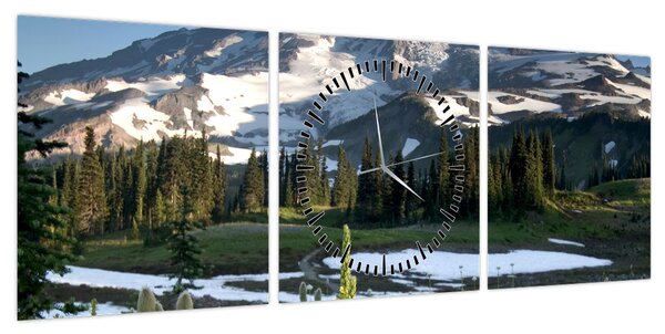 Obraz - Mount Rainier (z zegarem) (90x30 cm)
