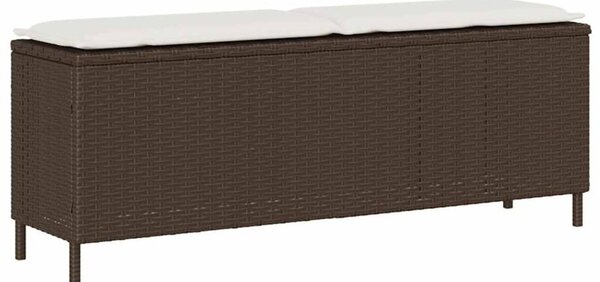 Ławka ogrodowa z poduszką brązowa 110x30x40,5 cm polirattan