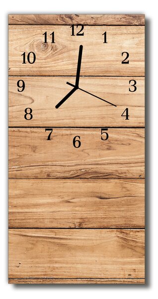 Zegar Szklany Pionowy Panele drewniane beżowy
