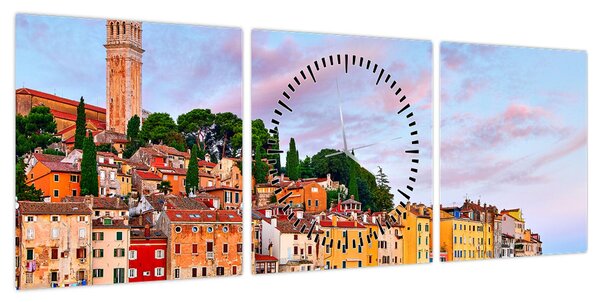 Obraz - Rovinj, Chorwacja (z zegarem) (90x30 cm)