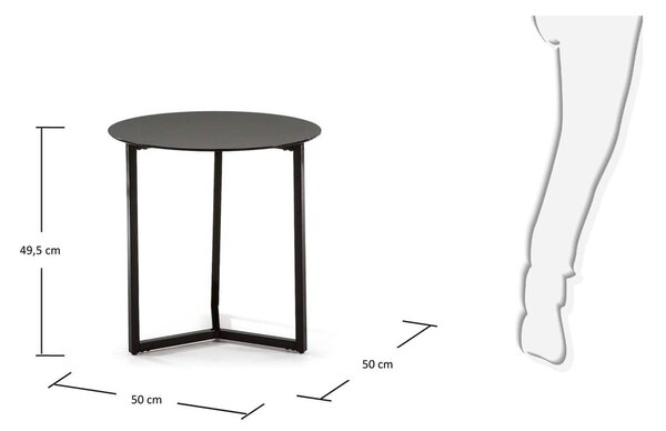 Czarny stolik Kave Home Marae, ⌀ 50 cm
