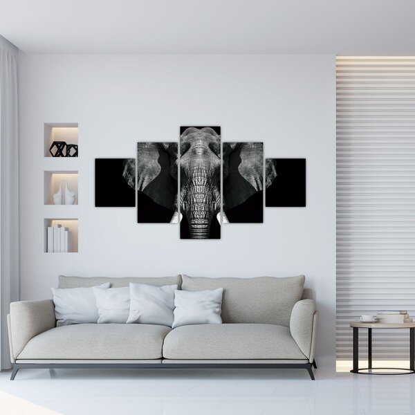 Obraz - Słoń na czarnym tle (125x70 cm)