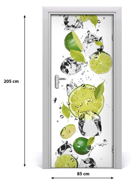 Naklejka na drzwi samoprzylepna Limonka i woda