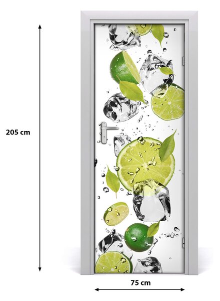 Naklejka na drzwi samoprzylepna Limonka i woda