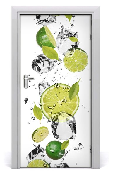 Naklejka na drzwi samoprzylepna Limonka i woda