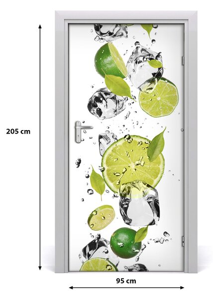 Naklejka na drzwi samoprzylepna Limonka i woda