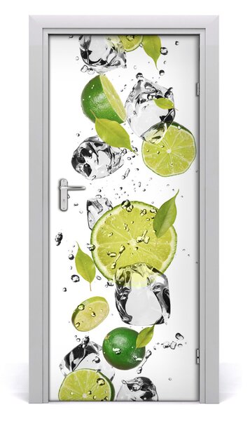Naklejka na drzwi samoprzylepna Limonka i woda
