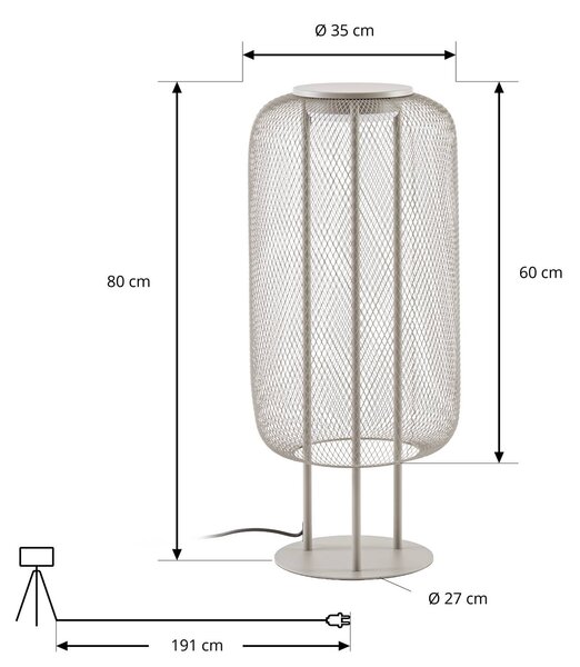 Lampa stojąca LED Lucande Korvyn, kolor kamiennoszary, wysokość 80 cm, IP44 Korvyn, aluminiowy / szary / cynkowy, metal, design