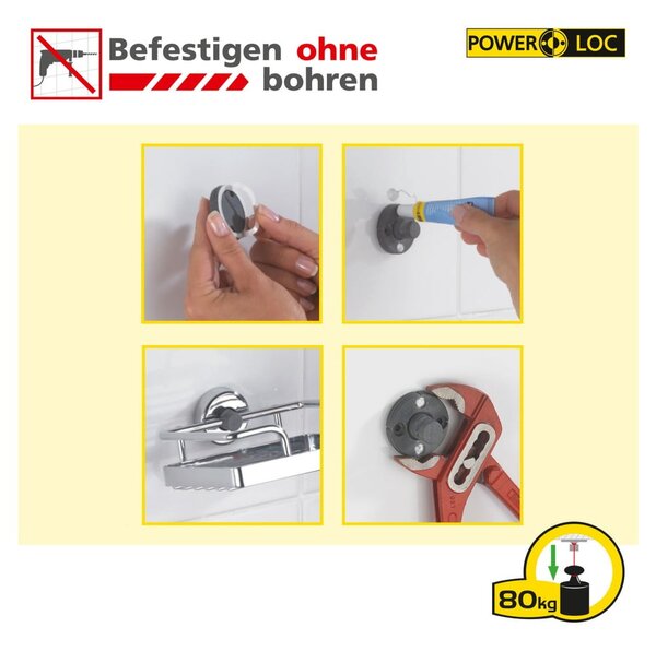 Lustro z oświetleniem/powiększające (5x) kosmetyczne ø 17,5 cm Power-Loc Lumi – Wenko