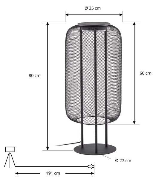 Lampa stojąca LED Lucande Korvyn, czarna, wysokość 80 cm, IP44 Korvyn, czarny, metal, design