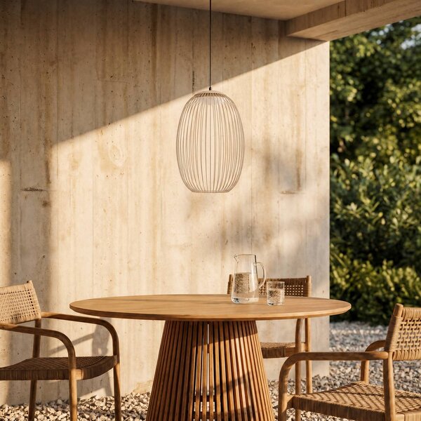 Lampa wisząca zewnętrzna LED Lucande Richi, beżowa, Ø 35 cm, ściemniana Richi Lucande, możliwość ściemniania, kremowy / amber, metal, nowoczesny