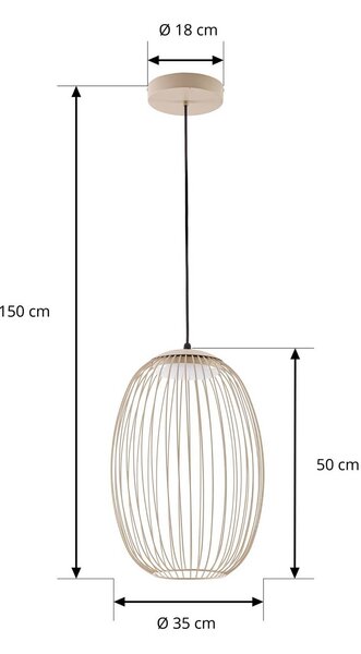 Lampa wisząca zewnętrzna LED Lucande Richi, beżowa, Ø 35 cm, ściemniana Richi Lucande, możliwość ściemniania, kremowy / amber, metal, nowoczesny