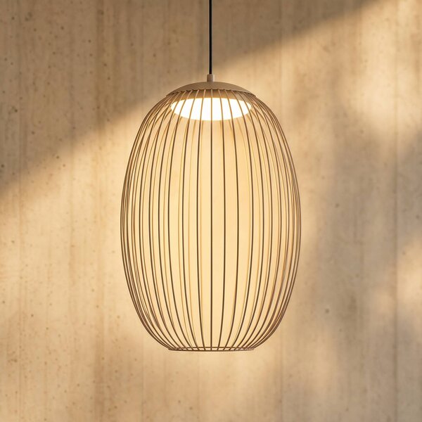 Lampa wisząca zewnętrzna LED Lucande Richi, beżowa, Ø 35 cm, ściemniana Richi Lucande, możliwość ściemniania, kremowy / amber, metal, nowoczesny
