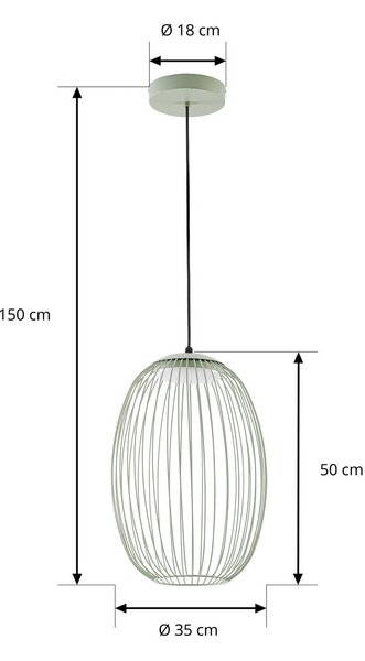 Lampa wisząca zewnętrzna LED Lucande Richi, zielona, Ø 35 cm, ściemniana Richi Lucande, możliwość ściemniania, zielony, metal, nowoczesny