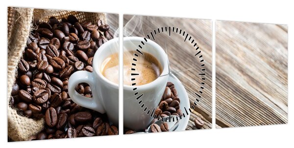 Obraz - Espresso (z zegarem) (90x30 cm)