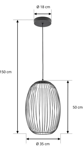Lampa wisząca zewnętrzna LED Lucande Richi, czarna, Ø35 cm, ściemniana Richi Lucande, możliwość ściemniania, czarny, metal, nowoczesny