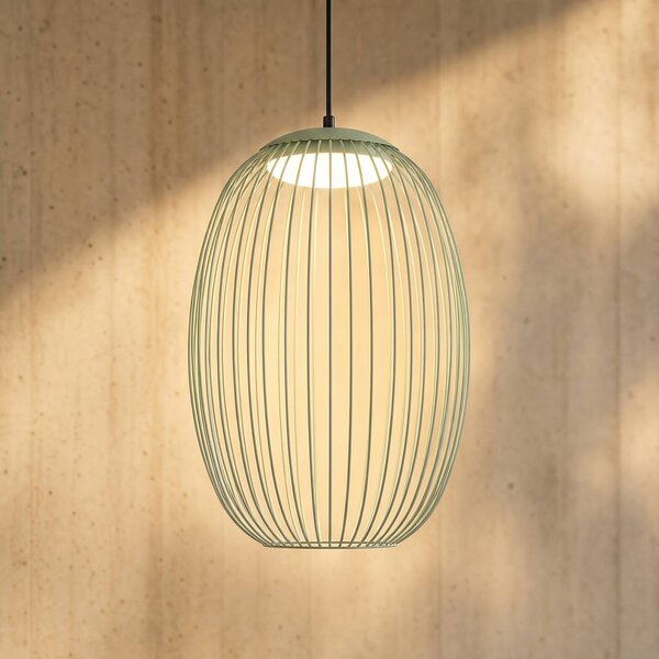 Lampa wisząca zewnętrzna LED Lucande Richi, zielona, Ø 35 cm, ściemniana Richi Lucande, możliwość ściemniania, zielony, metal, nowoczesny