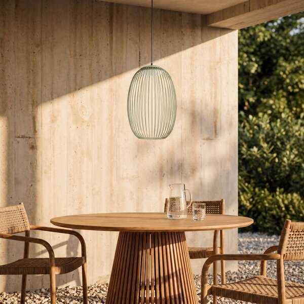Lampa wisząca zewnętrzna LED Lucande Richi, zielona, Ø 35 cm, ściemniana Richi Lucande, możliwość ściemniania, zielony, metal, nowoczesny