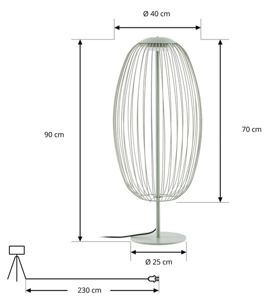 Lampa stojąca zewnętrzna LED Lucande Richi, zielona, wysokość 90 cm, IP44 Richi, zielony, metal, nowoczesny
