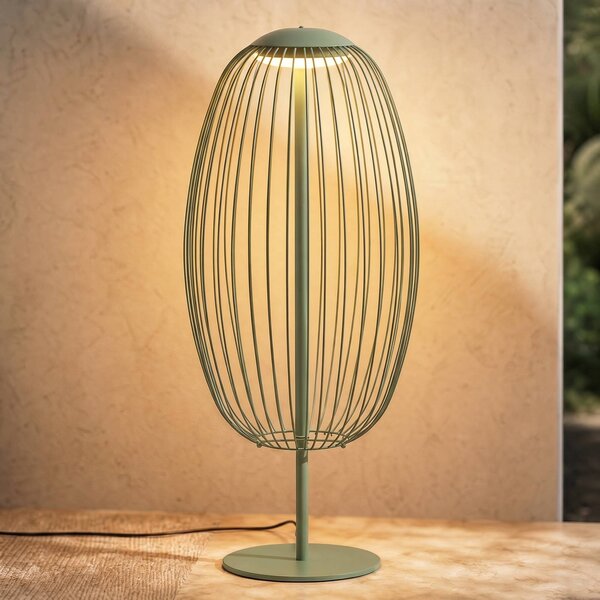 Lampa stojąca zewnętrzna LED Lucande Richi, zielona, wysokość 90 cm, IP44 Richi, zielony, metal, nowoczesny