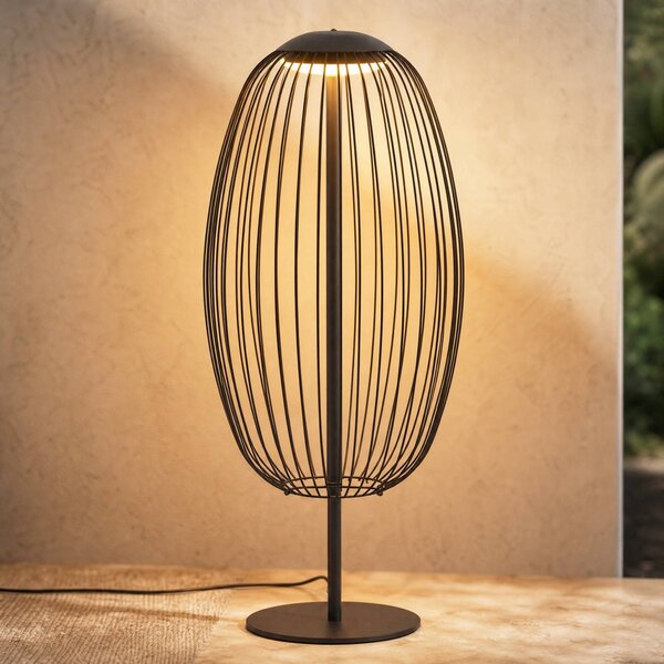 Lampa stojąca zewnętrzna LED Lucande Richi, czarna, wysokość 90 cm, IP44 Richi, czarny, metal, nowoczesny