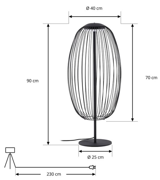 Lampa stojąca zewnętrzna LED Lucande Richi, czarna, wysokość 90 cm, IP44 Richi, czarny, metal, nowoczesny