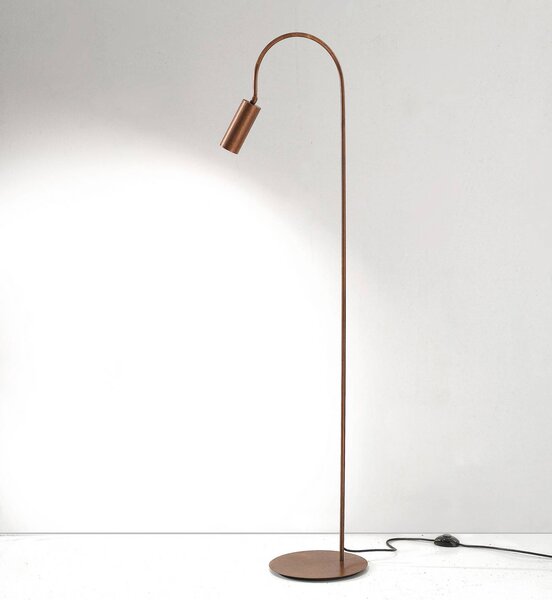 Cremasco Lampa stojąca 7539, drewno oksydowane, mosiądz, GU10 7539, ciemne drewno, salon / jadalnia, mosiądz, nowoczesny