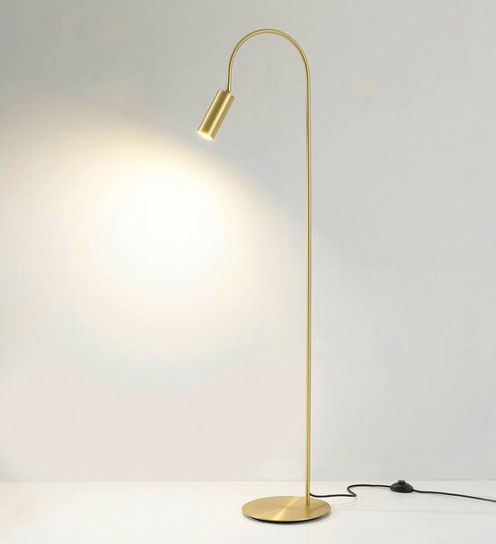 Cremasco Lampa stojąca 7539, mosiądz satynowany, mosiądz, GU10 7539, mosiężny / złoty, salon / jadalnia, mosiądz, nowoczesny