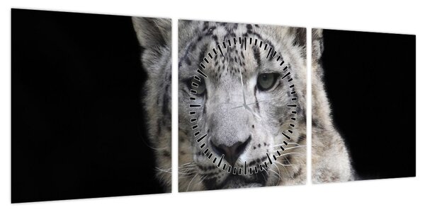 Obraz - Snow Leopard (z zegarem) (90x30 cm)