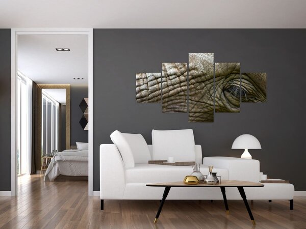 Obraz - Zbliżenie na stare oko słonia (125x70 cm)