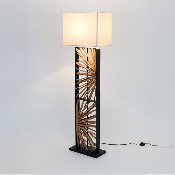 Holländer Lampa stojąca MONTE ISOLA, kremowy / amber, salon / jadalnia, drewno