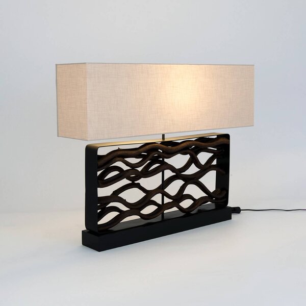 Holländer Lampa stołowa TREMITI NERO, czarny, salon / jadalnia, drewno