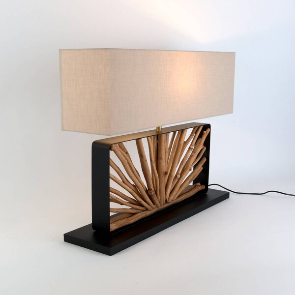 Holländer Lampa stołowa MONTE ISOLA, kremowy / amber, salon / jadalnia, drewno