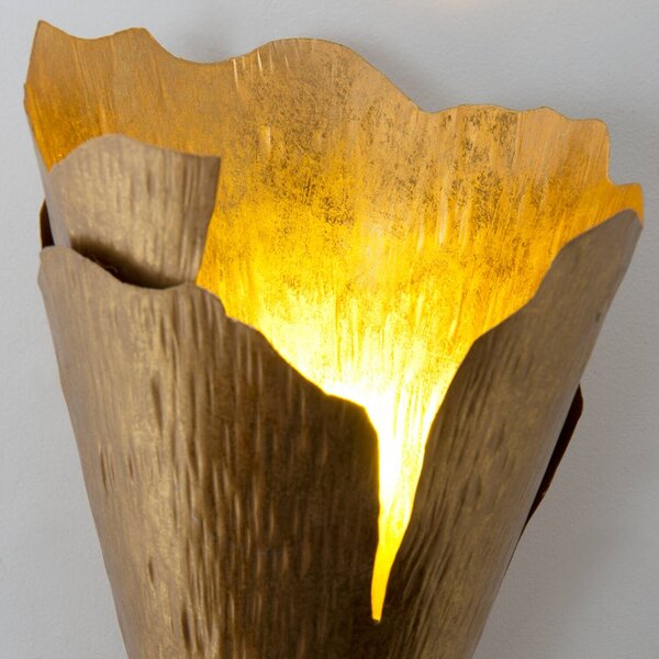 Holländer Kinkiet oświetlający ścianę GINGKO QUATTRO, możliwość ściemniania, mosiężny / złoty, salon / jadalnia, metal