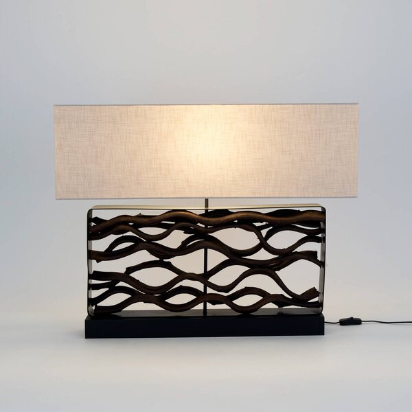 Holländer Lampa stołowa TREMITI NERO, czarny, salon / jadalnia, drewno