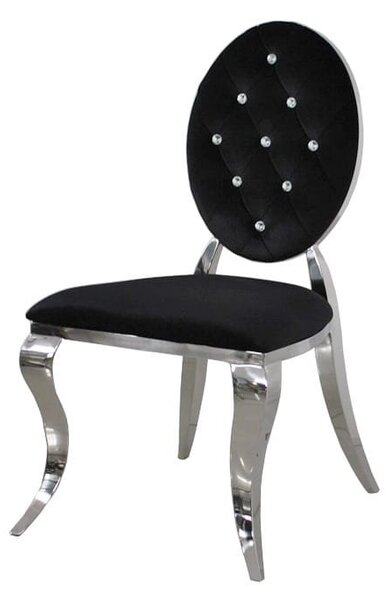 Krzesło Ludwik II glamour Black - nowoczesne krzesła pikowane kryształkami, kołatka
