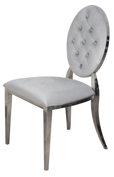 Krzesło Ludwik glamour Silver - nowoczesne krzesła pikowane guzikami