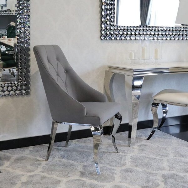 Krzesło glamour William II Dark Grey - krzesło szare pikowane guzikami