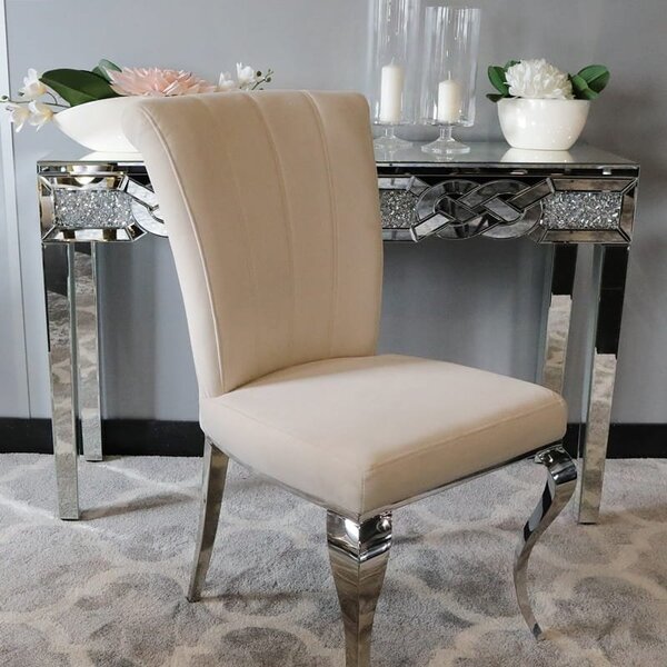 Krzesło glamour Livio Beige - krzesło tapicerowane beżowe