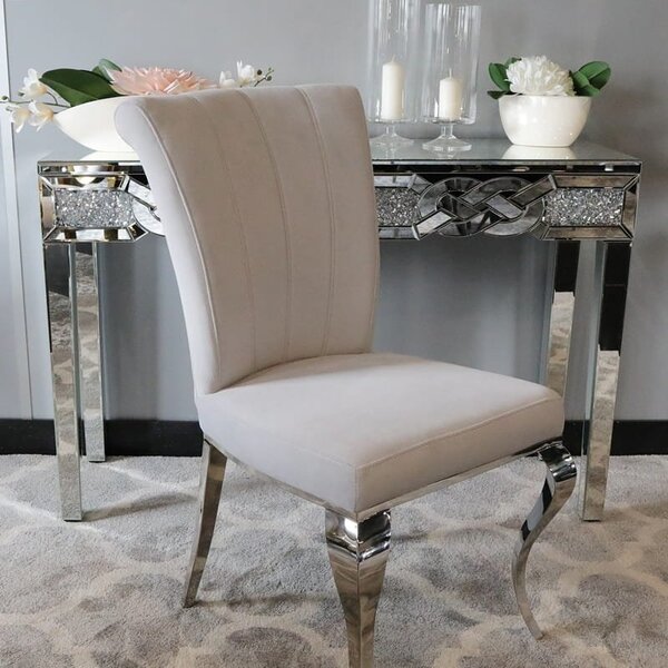 Krzesło glamour Livio Silver -krzesło tapicerowane szare