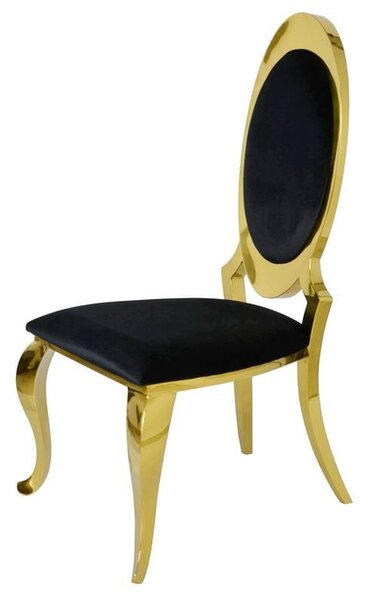 Krzesło glamour Victoria Gold Black - złote krzesło tapicerowane czarne