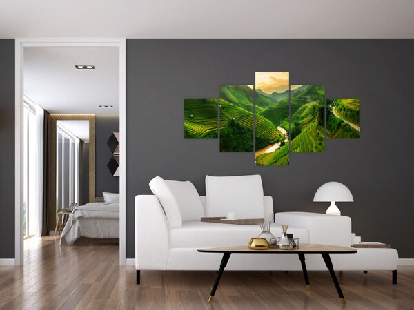 Obraz - Tarasy ryżowe Mu Cang Chai (125x70 cm)