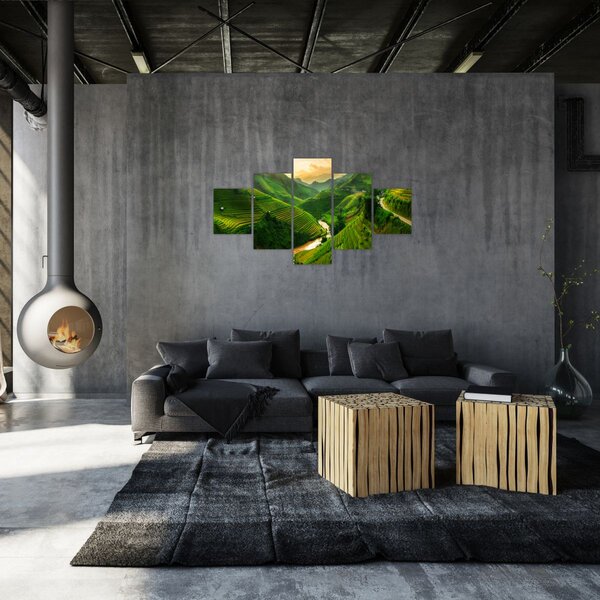 Obraz - Tarasy ryżowe Mu Cang Chai (125x70 cm)