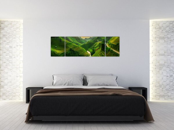 Obraz - Tarasy ryżowe Mu Cang Chai (170x50 cm)